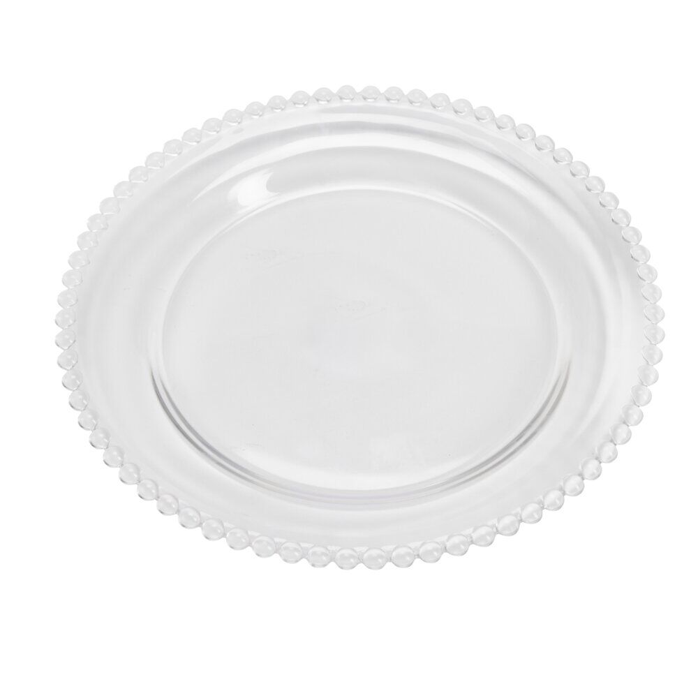 Assiette plate céramique transparente bord perle Ø26,5cm