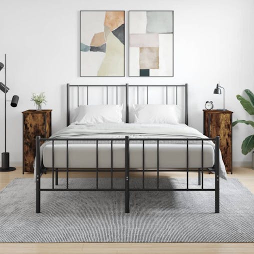 NNEVL Bedside Cabinets 2 pcs Smoked Oak 32x42x80 cm Engineered Wood