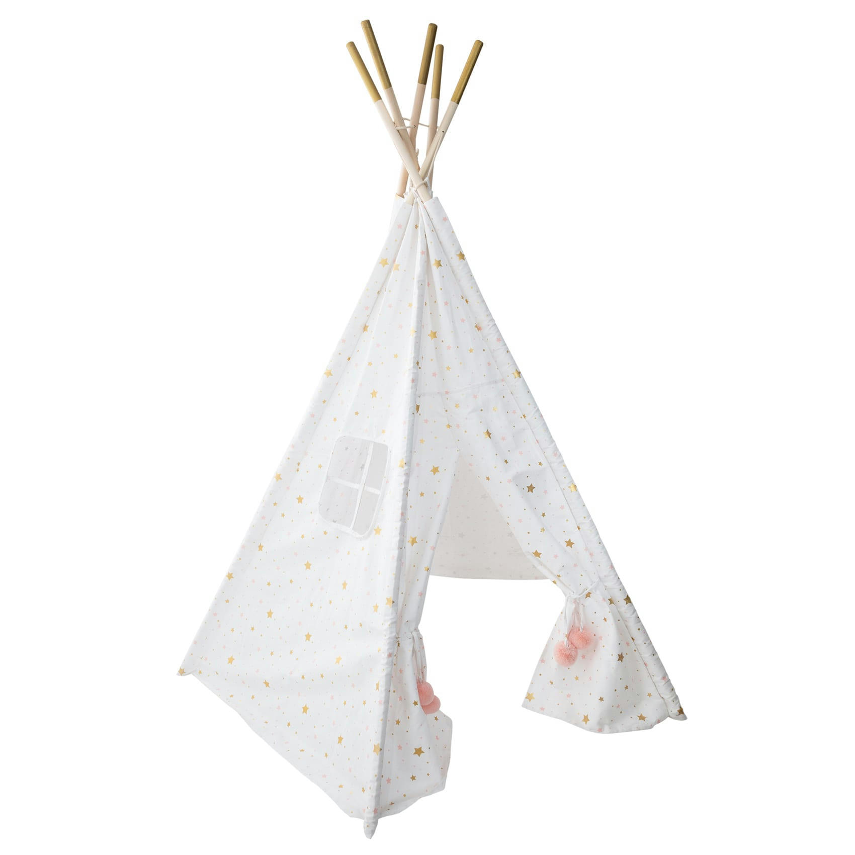- Tipi enfant pliable étoilé coton blanc 160x120