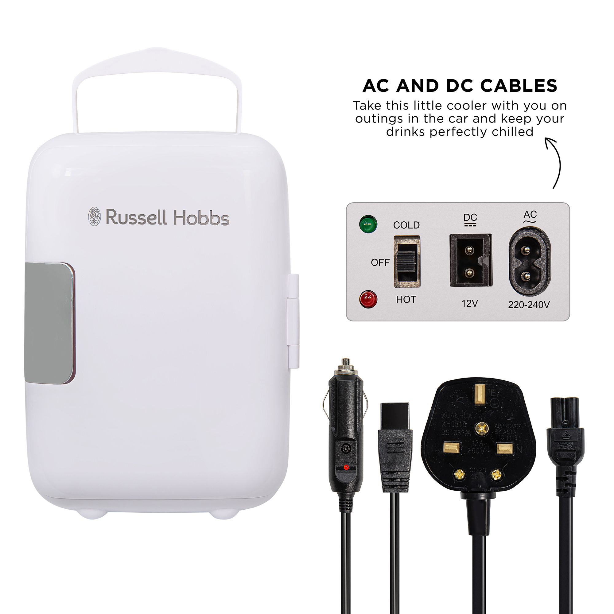 Russell Hobbs 4L Mini Cooler for Makeup, Drinks, Cosmetics