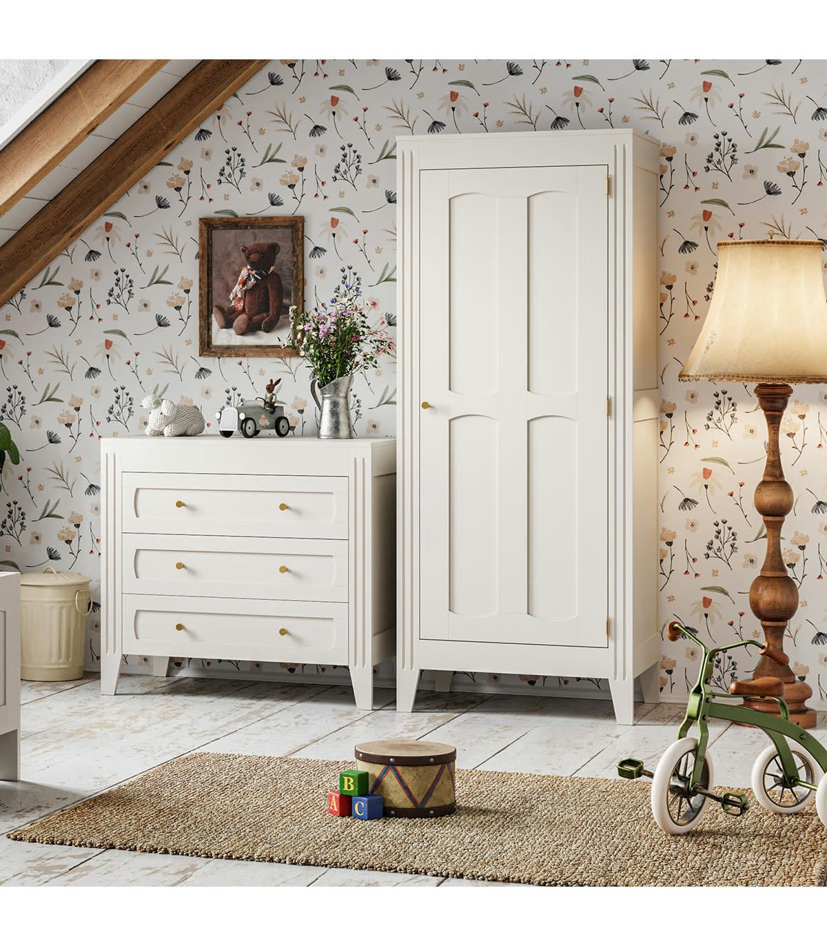 MILENNE - Armoire 1 Porte avec Étagères et Penderie L80.5 x H196.8 cm