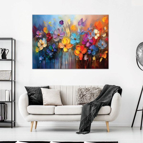 Feeby Obraz na płótnie, Kolorowe Kwiaty Malowane 60x40