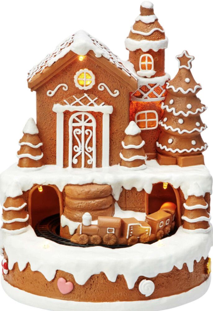 JULELANDSKAP INSTANT LIGHT LETT SNØ LIMET PEPPERKAKEHUS