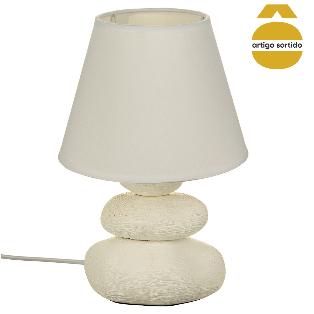 Candeeiro de mesa com 3 pedras em cerâmica