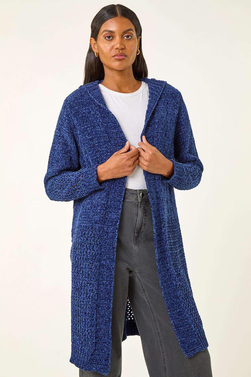 Roman Soft Chenille Hooded Cardigan