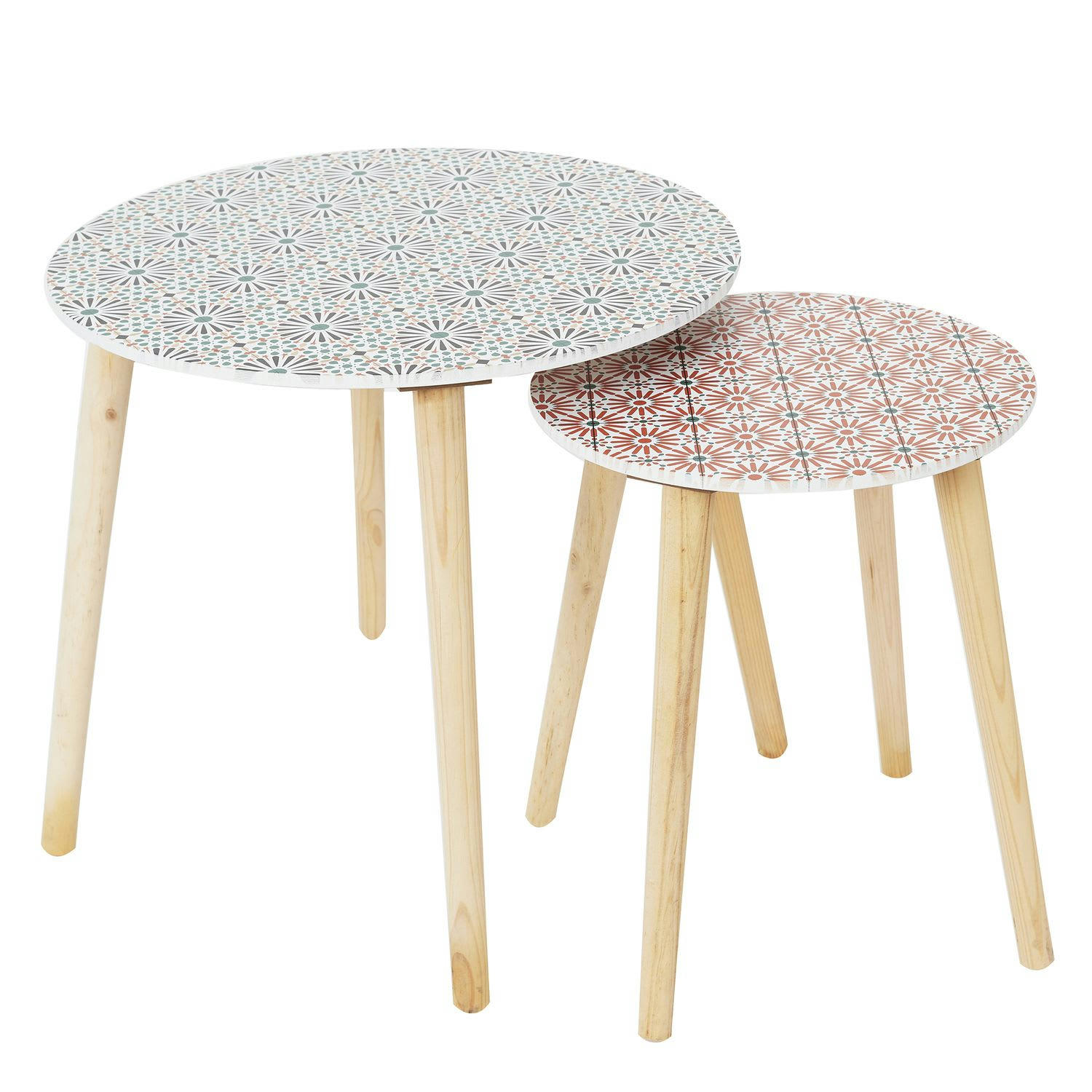 PATIO - Duo de tables gigognes rondes rouge