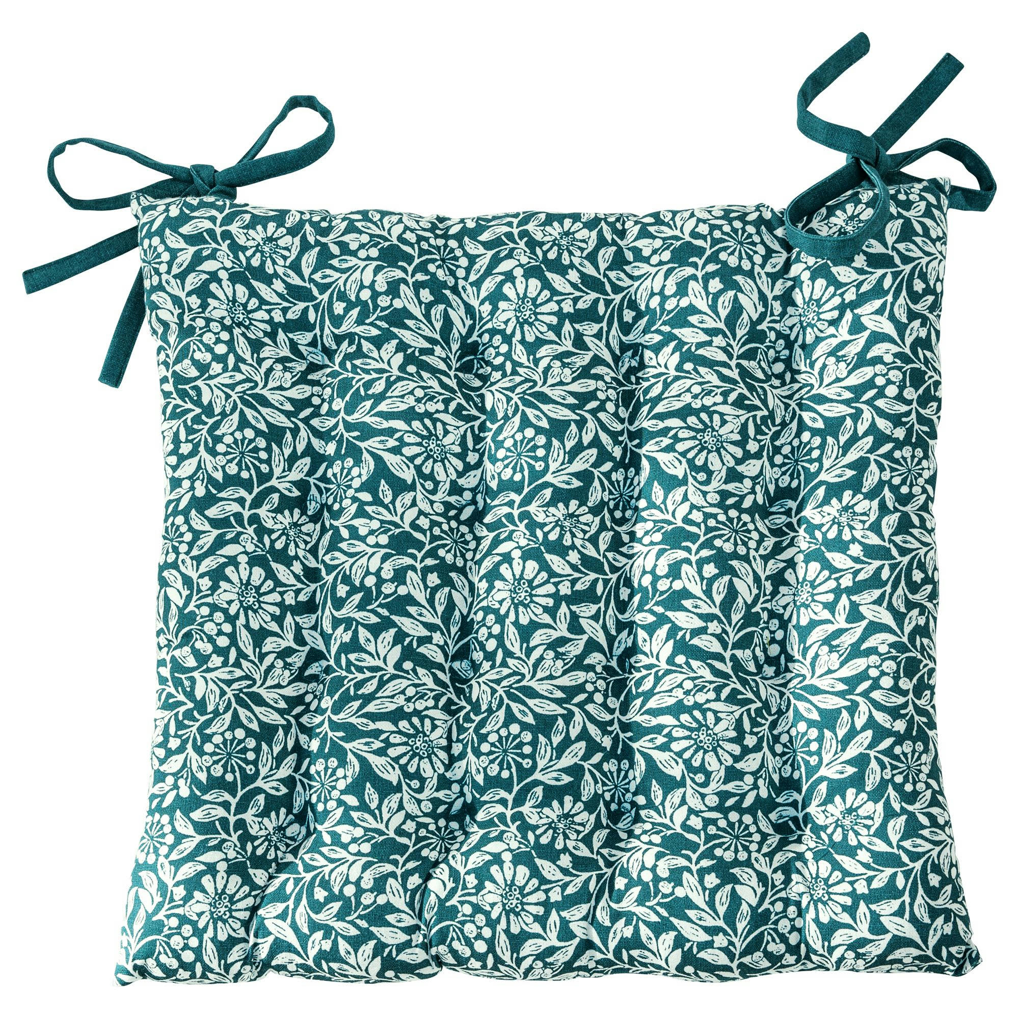 FLORA - Lot de 2 galettes 40x40 bleu canard en coton