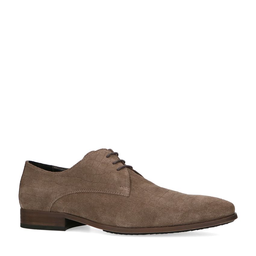 Manfield Taupe suède veterschoenen
