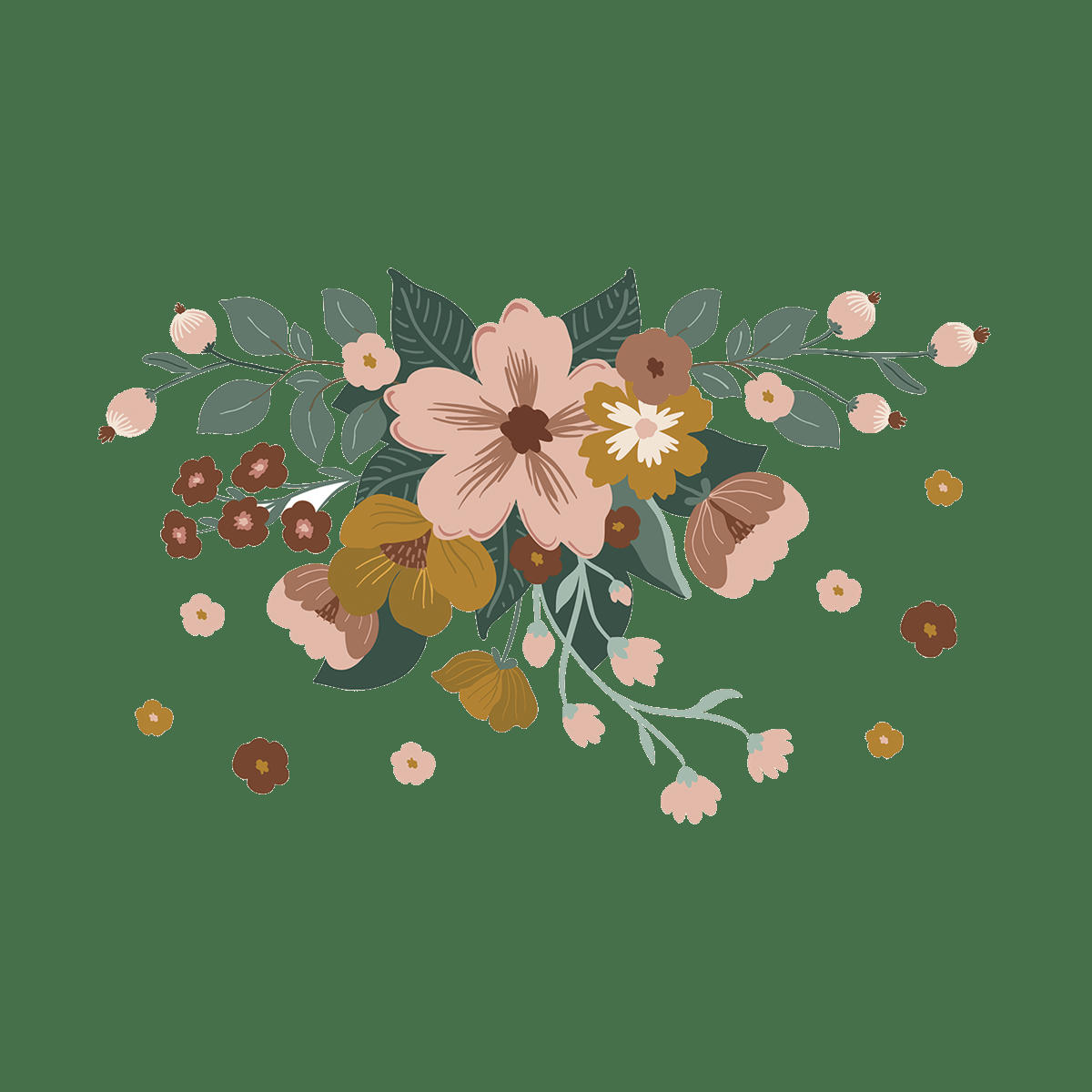 CAPUCINE - Grand sticker composition de fleurs en vinyle mat multicolore