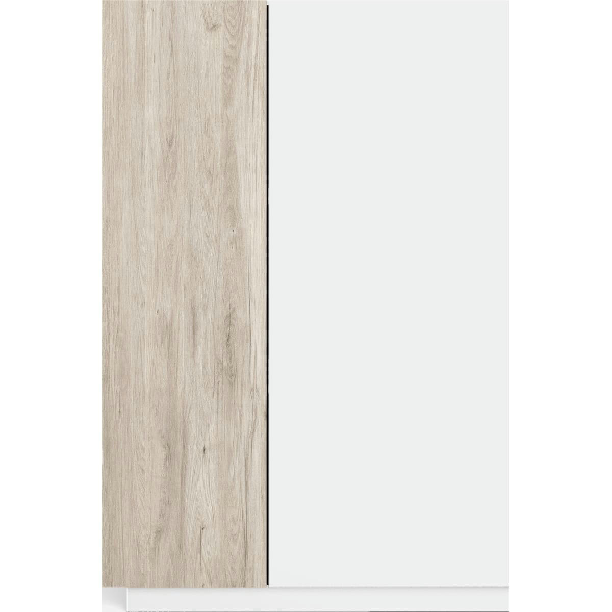 JOSIE - Buffet haut 2 portes blanc et effet bois 90 cm
