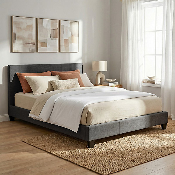 Lit DUBLIN 140x190   1 sommier / Gris foncé