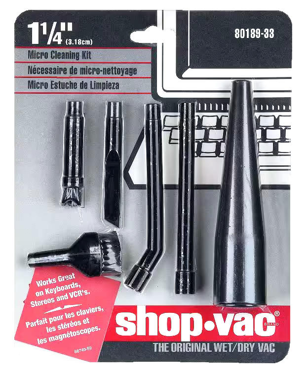 Shop-Vac® CV1MK Micro Cleaning Accessory Kit for Wet/Dry Shop Vacuums, 1-1/4-in, 5-pc