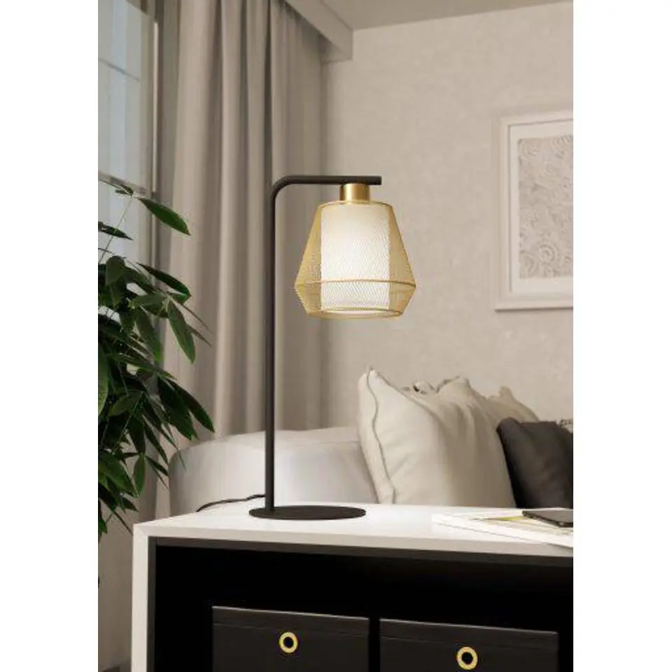 EGLO Ciudadela Tafellamp - E27 - 50 cm - Zwart/Goud/Wit - Textiel