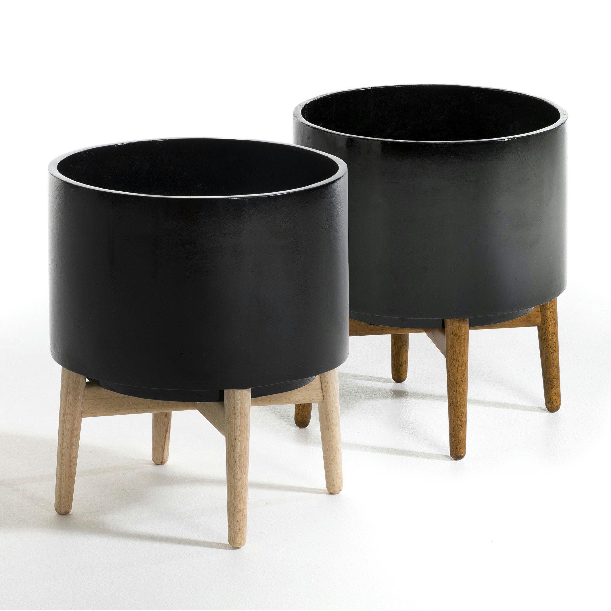 Cache-pot sur pied en hévéa H42cm, Florian