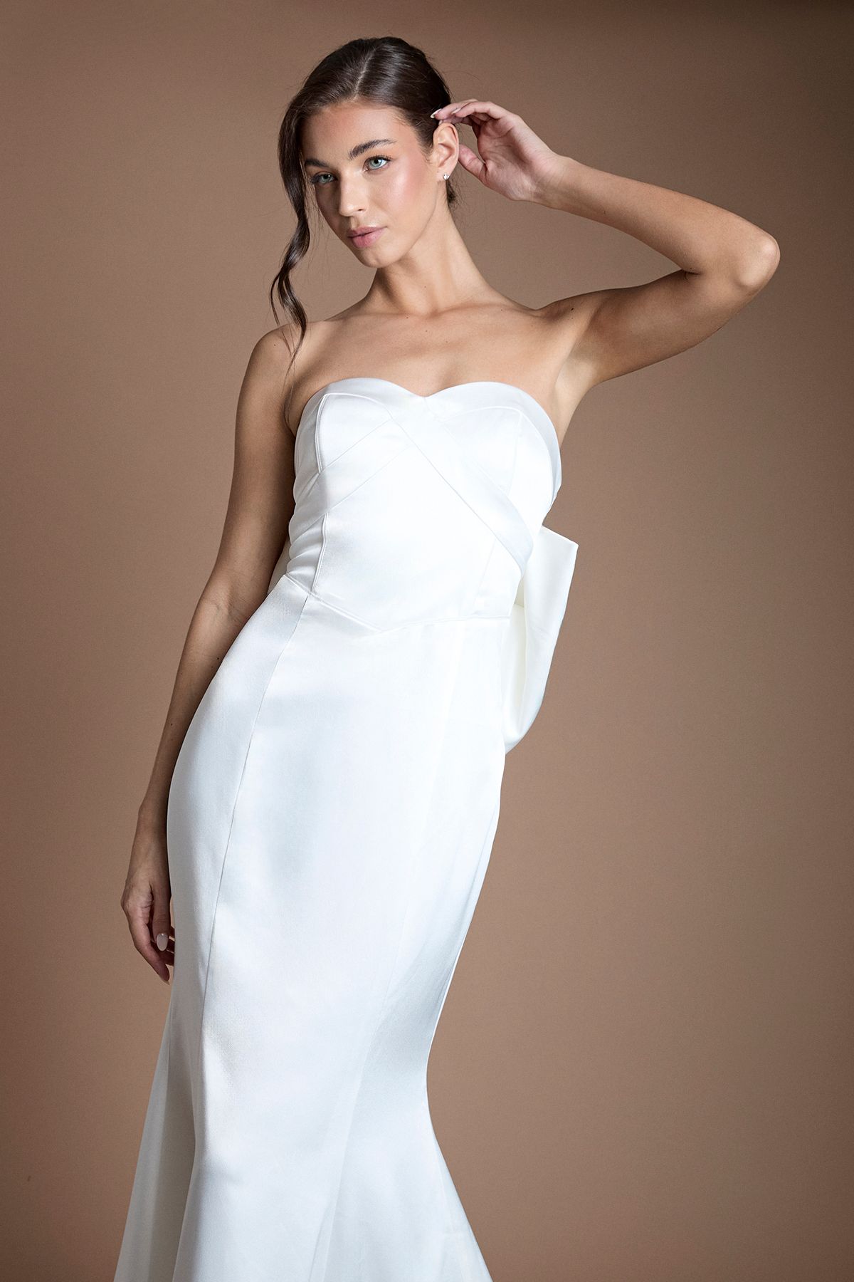 Coast Dramatic Bow Ponte Fishtail Wedding Dress