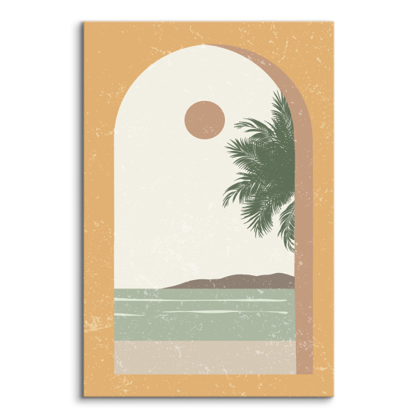Obraz Widok z Okna na Palmę Akwarelowy Ocean 20x30cm