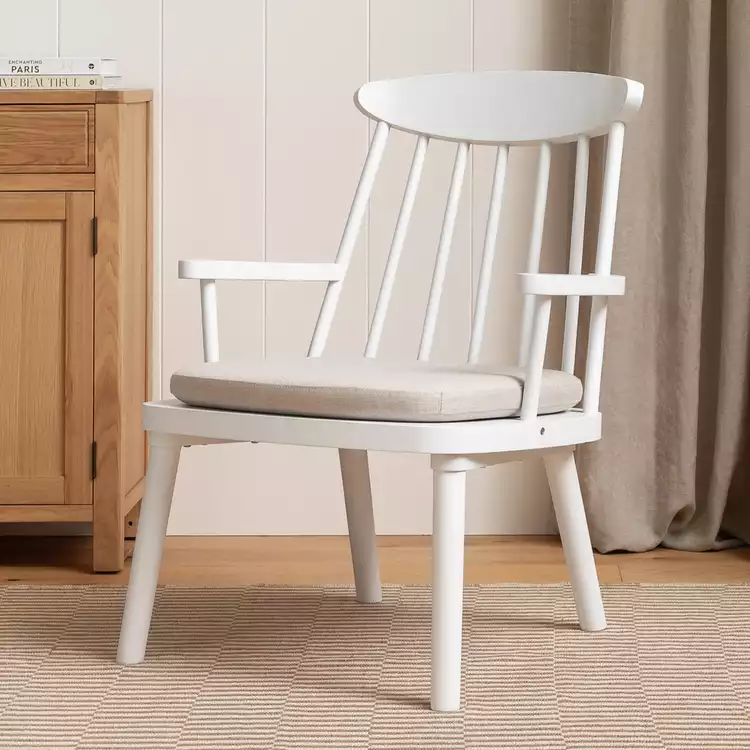 Habitat Lenny Solid Wood Spindle Armchair - White