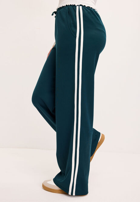 Older Girls Green Side Stripe Wide Leg Joggers