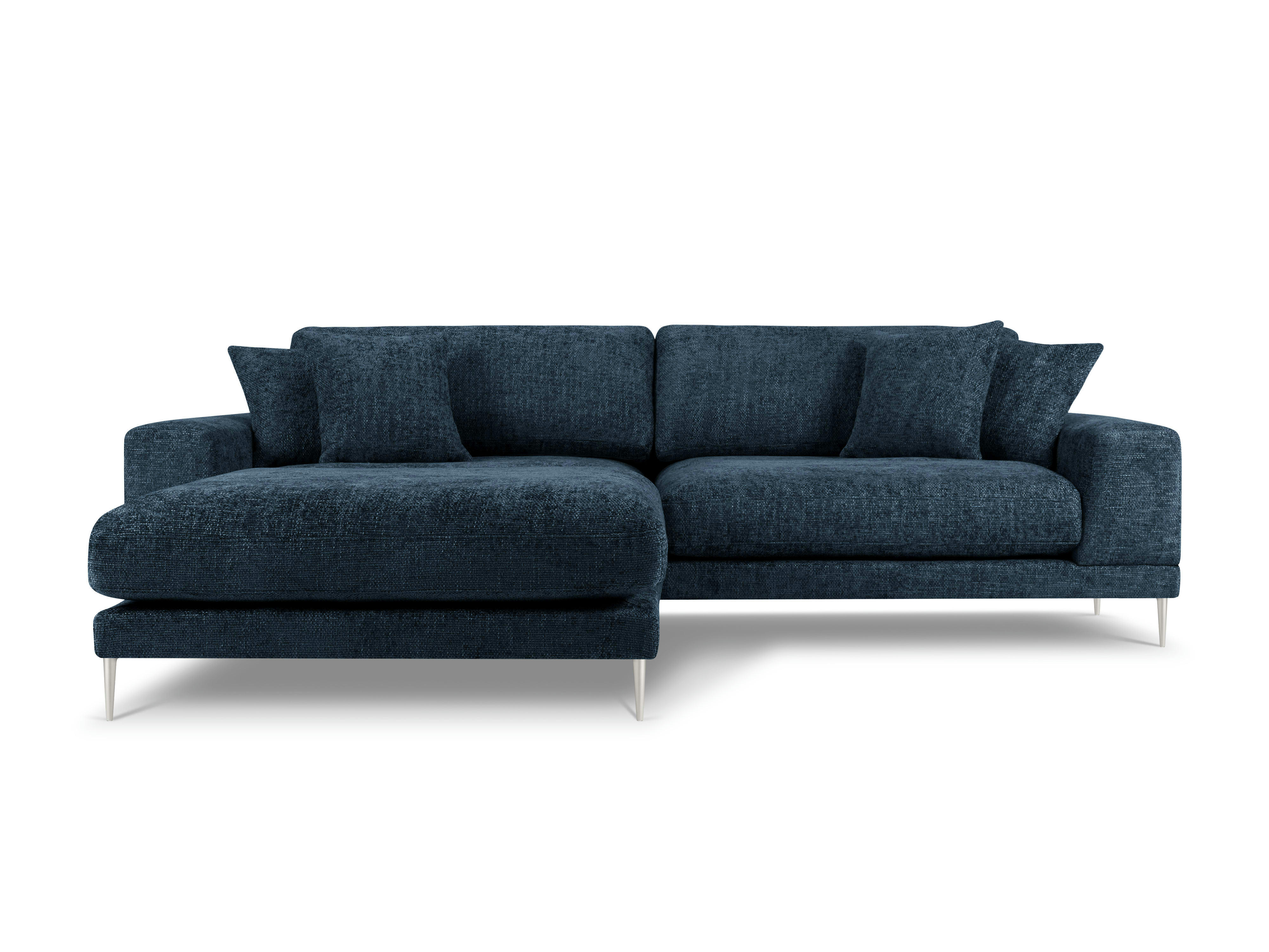 JOG - Canapé d'angle gauche 5 places en tissu structuré bleu