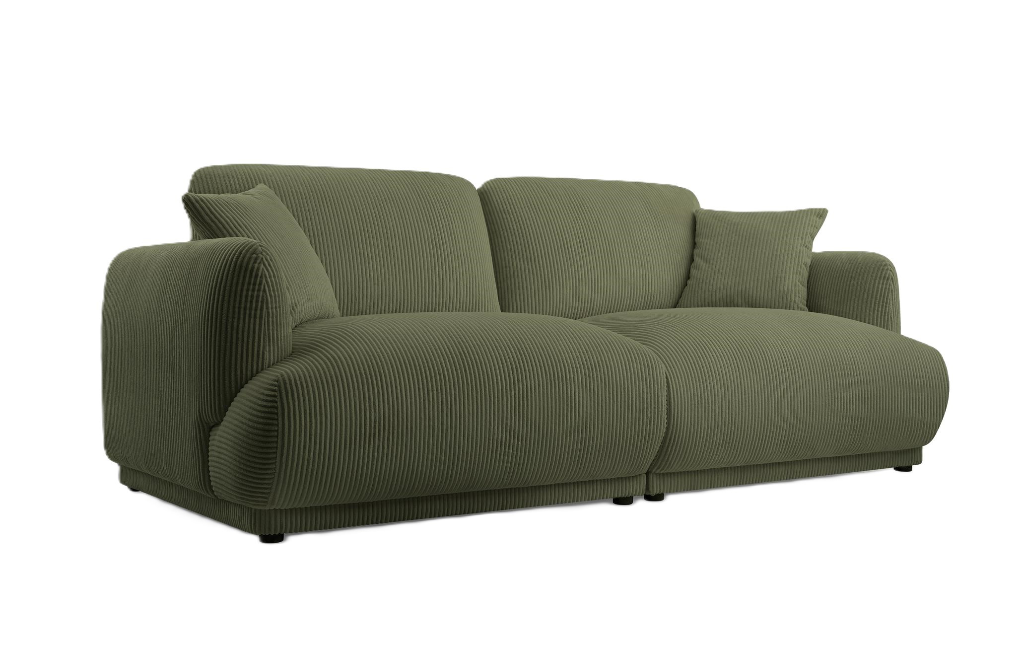 Elegancka dwuosobowa sofa LOCCO z wygodnym siedziskiem zielona