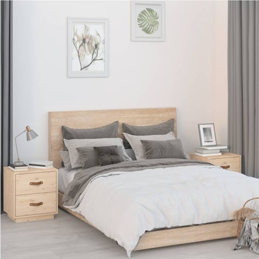 NNEVL Bedside Cabinets 2 pcs 40x34x45 cm Solid Wood Pine