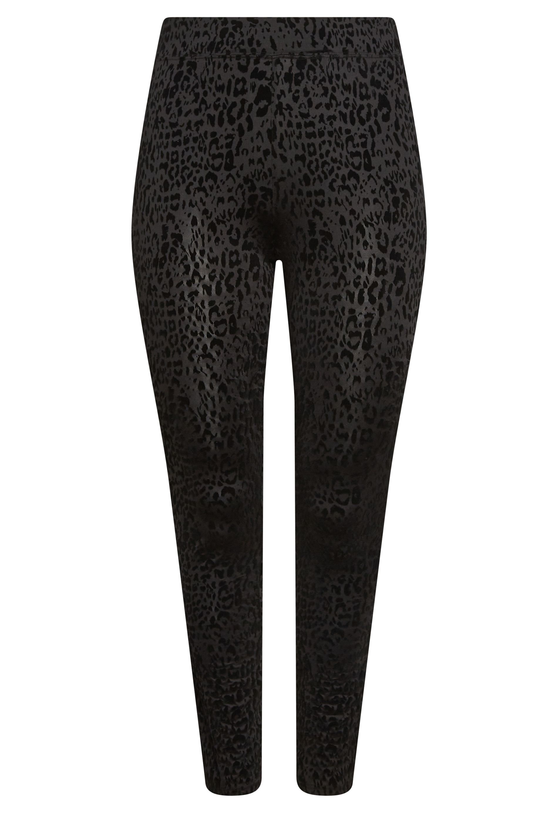 Yours Flocked Leopard Print Leggings