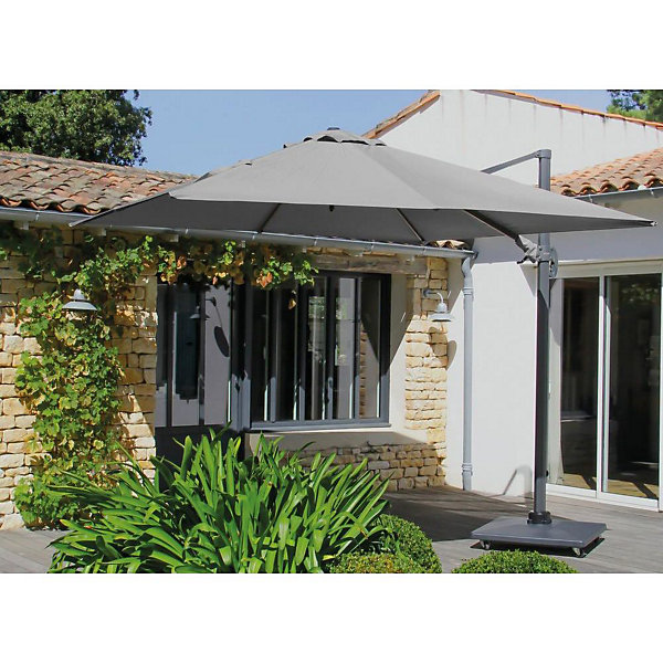 Parasol déporté en aluminium 3x3m Dom Gris