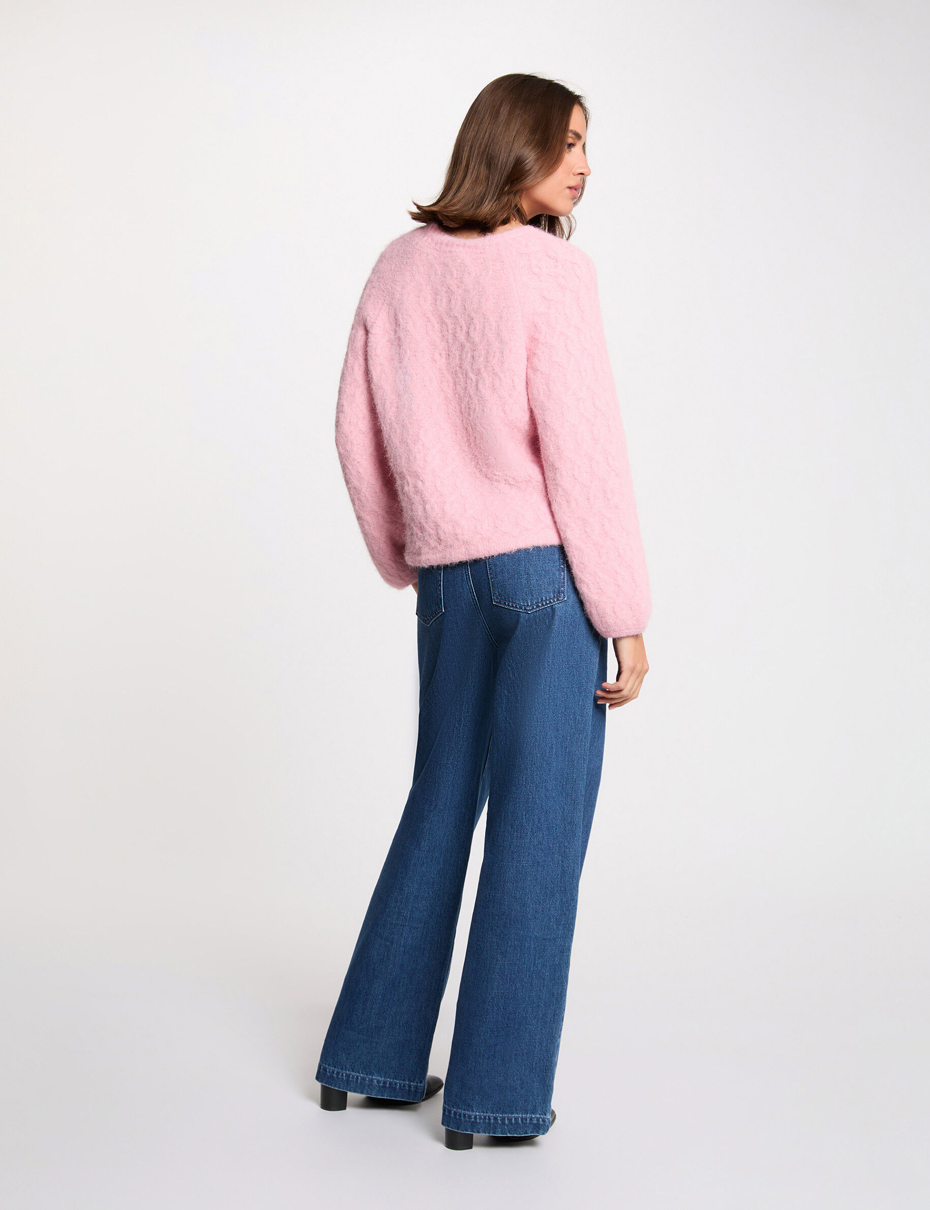 Thick Sweater With Round Neck Pink Women
