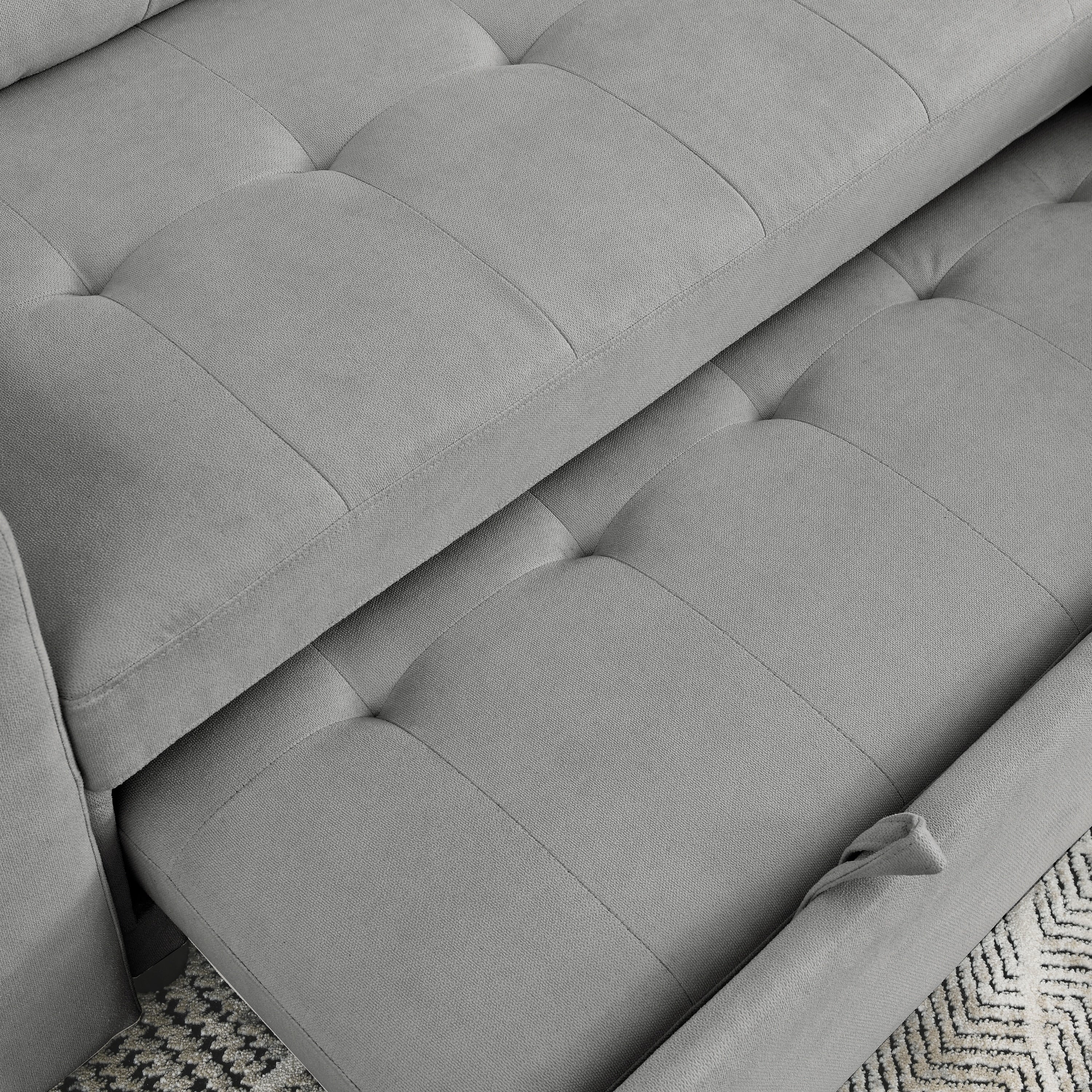 MH 78.5 Sleeper Sofa Bed Reversible Sectional Couch with Storage Chaise and Side storage bag for Small Space Living Room Furnit