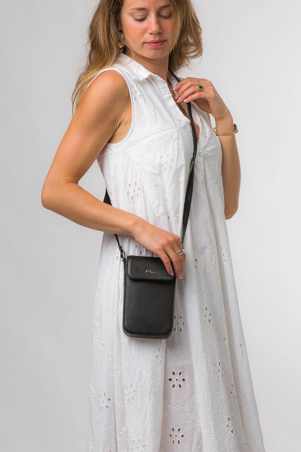 Pure Luxuries London Selena' Nappa Leather Cross Body Phone Bag
