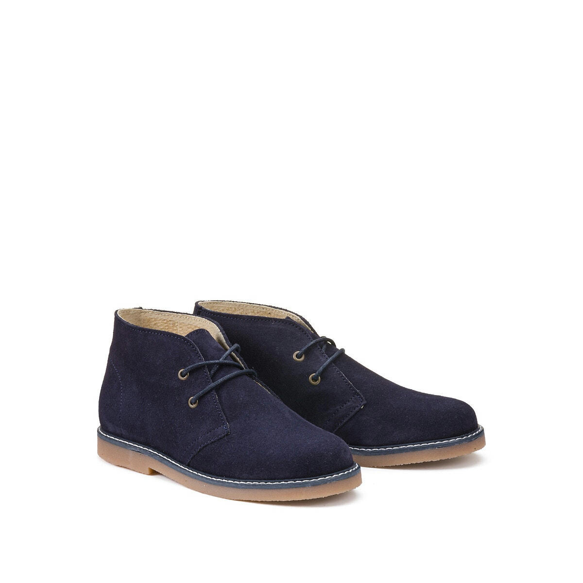 Bottines croûte de cuir à lacets