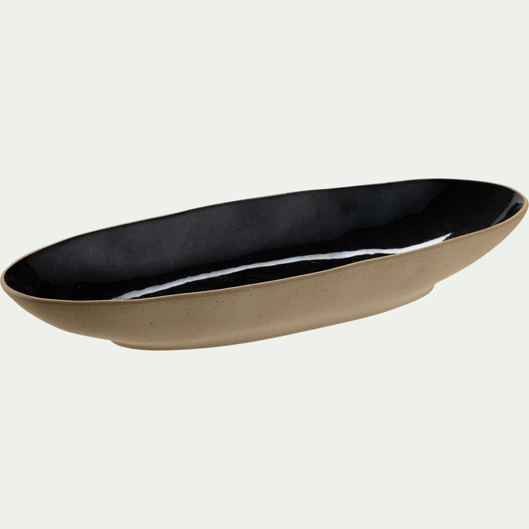 AGATE - Plat ovale en grès recyclé L33cm - noir