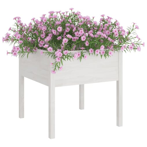NNEVL Garden Planter White 70x70x70 cm Solid Pinewood