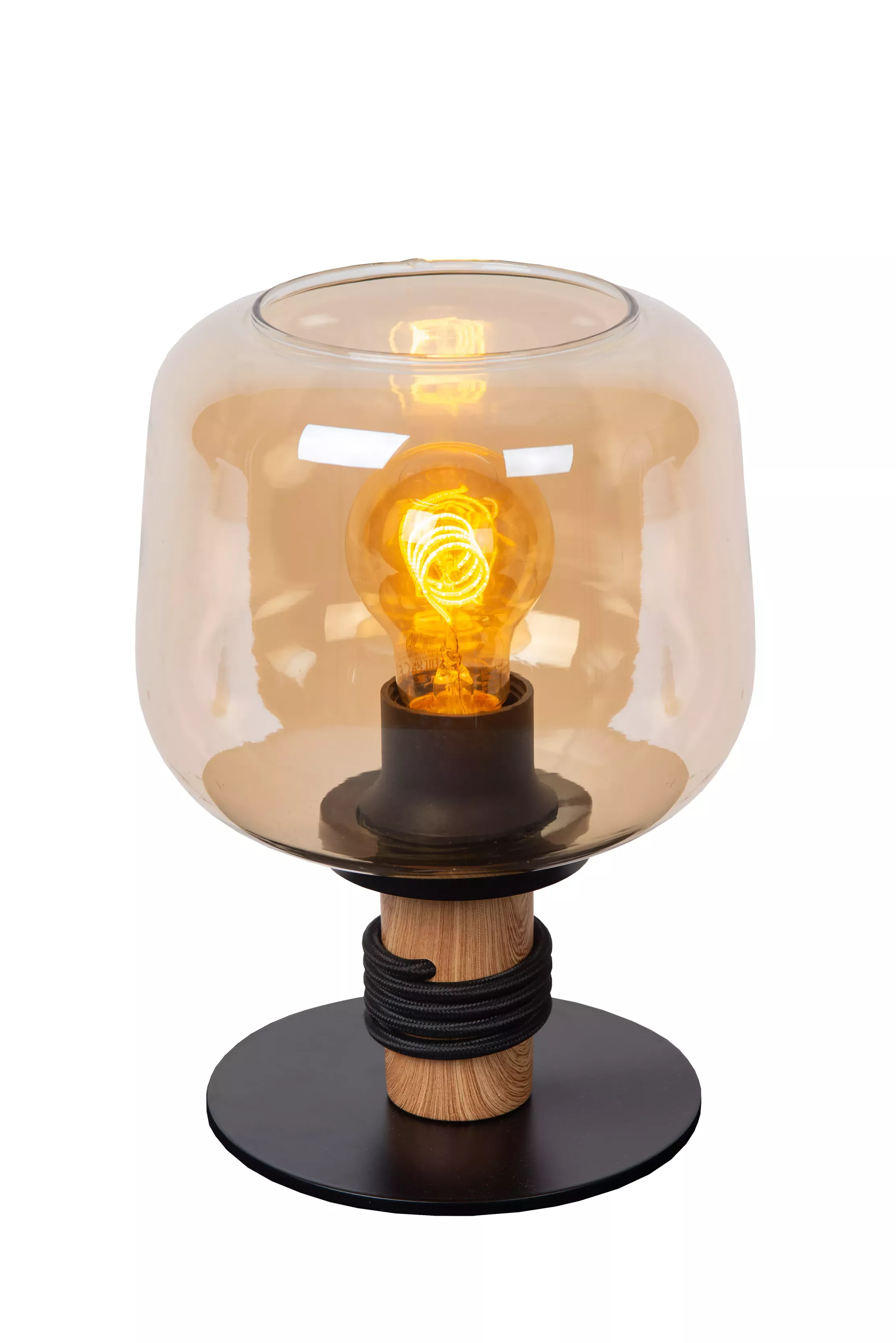 Lampa stołowa industrialna czarno-bursztynowa Ilona 1xE27x40WLucide