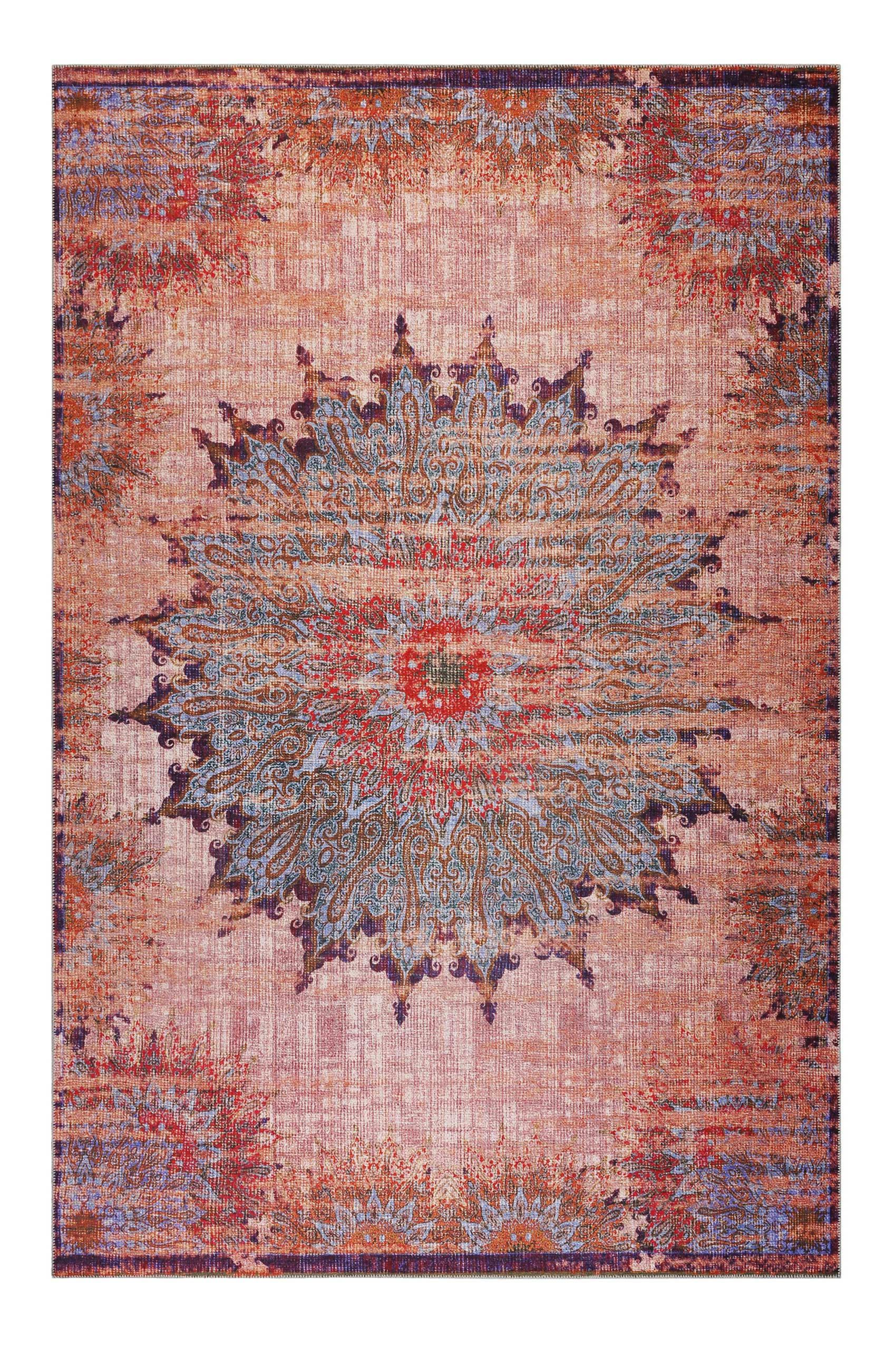 ROOFTOP - Tapis plat motif oriental vintage multicolore 110x170