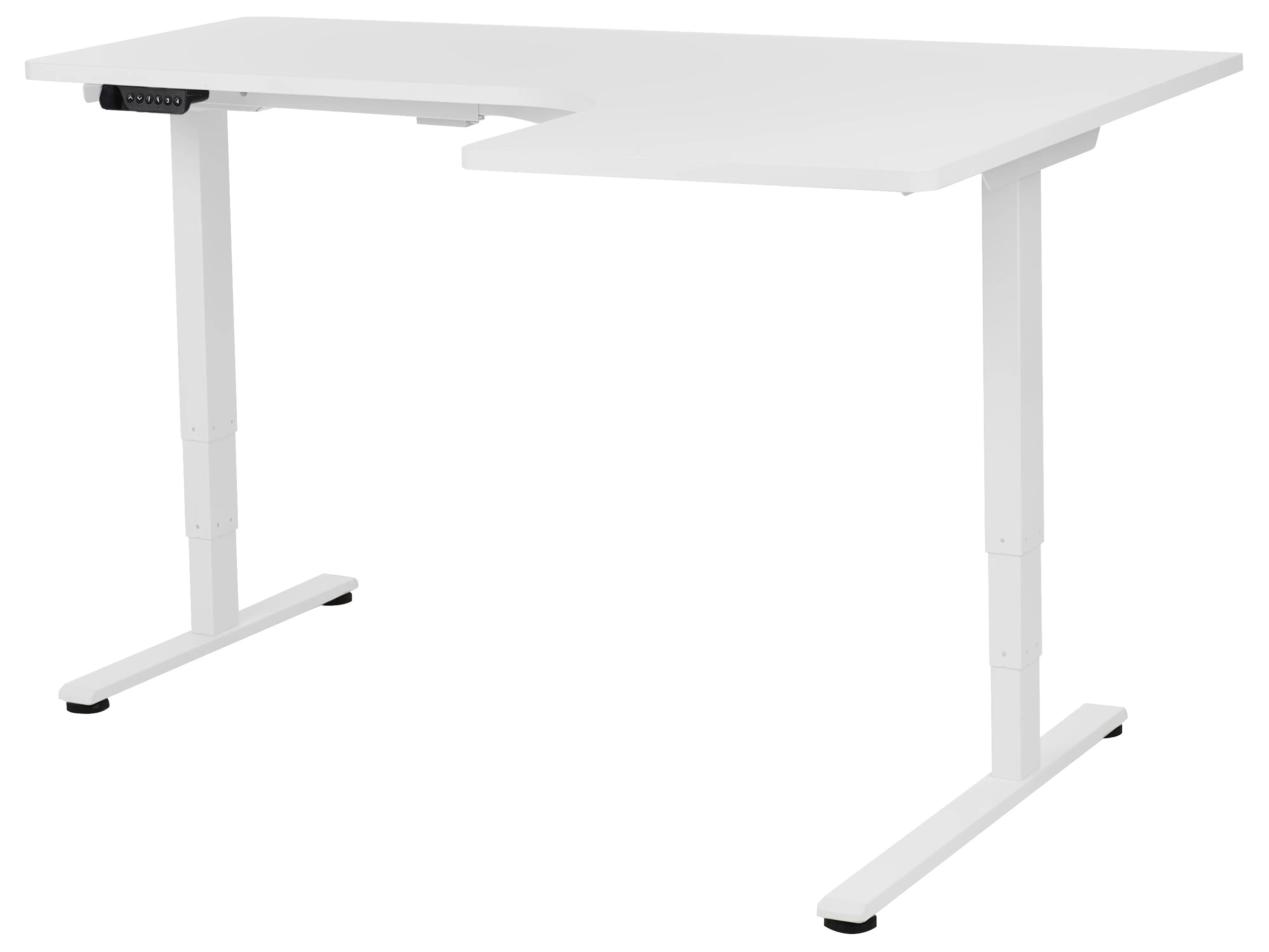 Electric Adjustable Corner Desk DESTINES White 160 cm 109 cm Left Hand