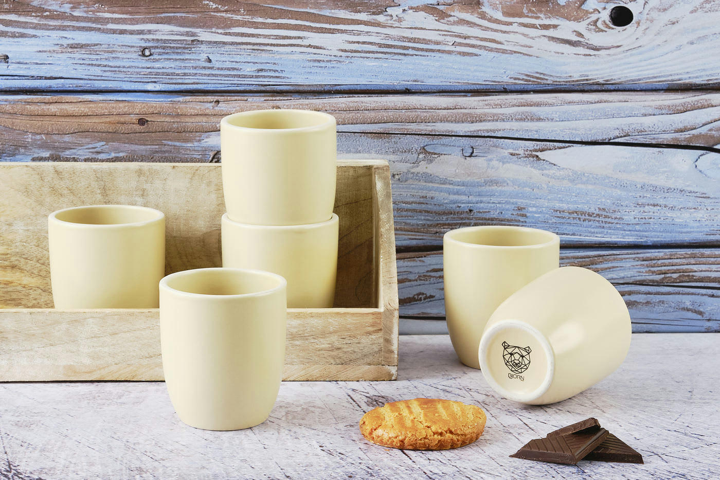 ORIGIN - Lot de 6 mugs en grès beige 20cl