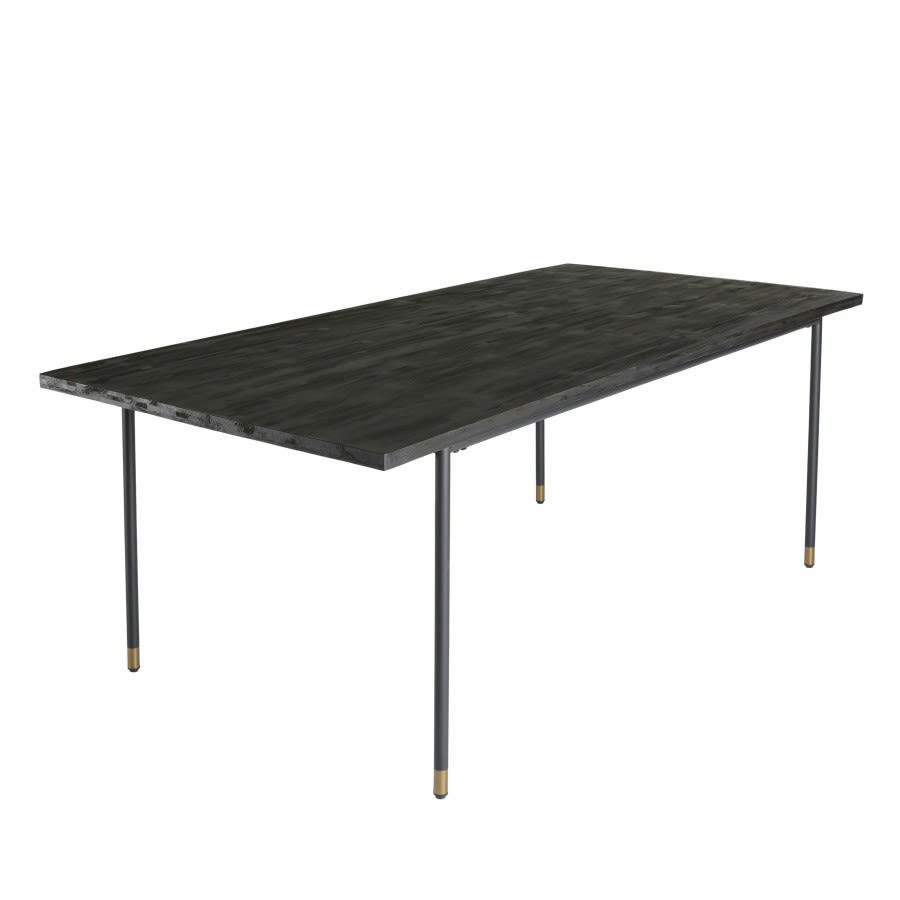 YANIS - Table à manger pin vieilli noire L200
