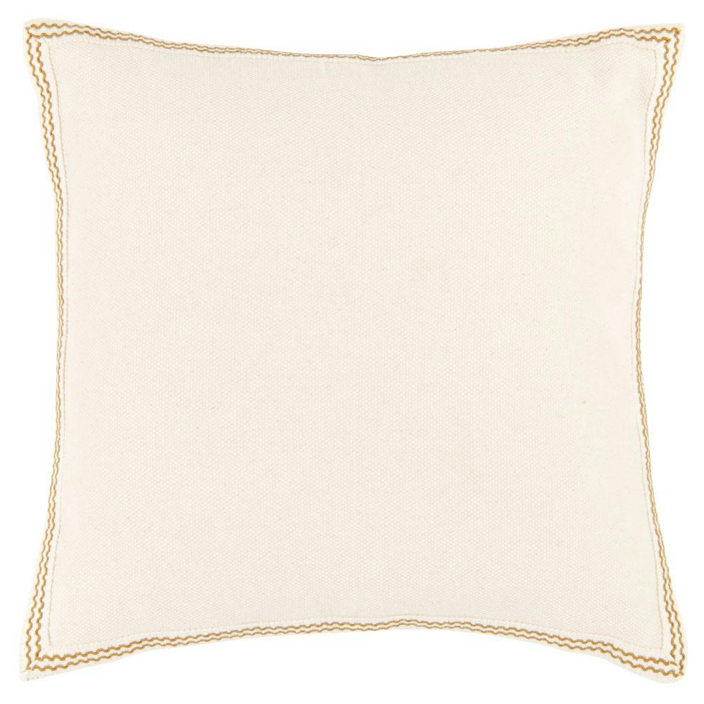 BASTET - Housse de coussin en coton écru avec galon 40x40