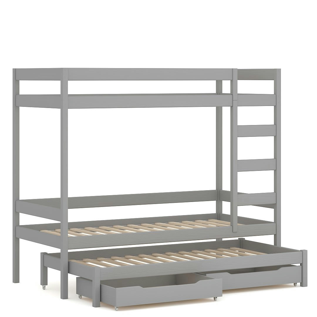 - Lit superposé en pin massif 200x90 gris