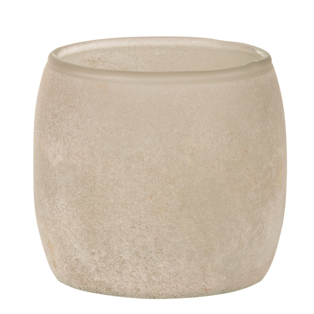 J-Line windlicht Poeder - glas - roze - small - 2 stuks