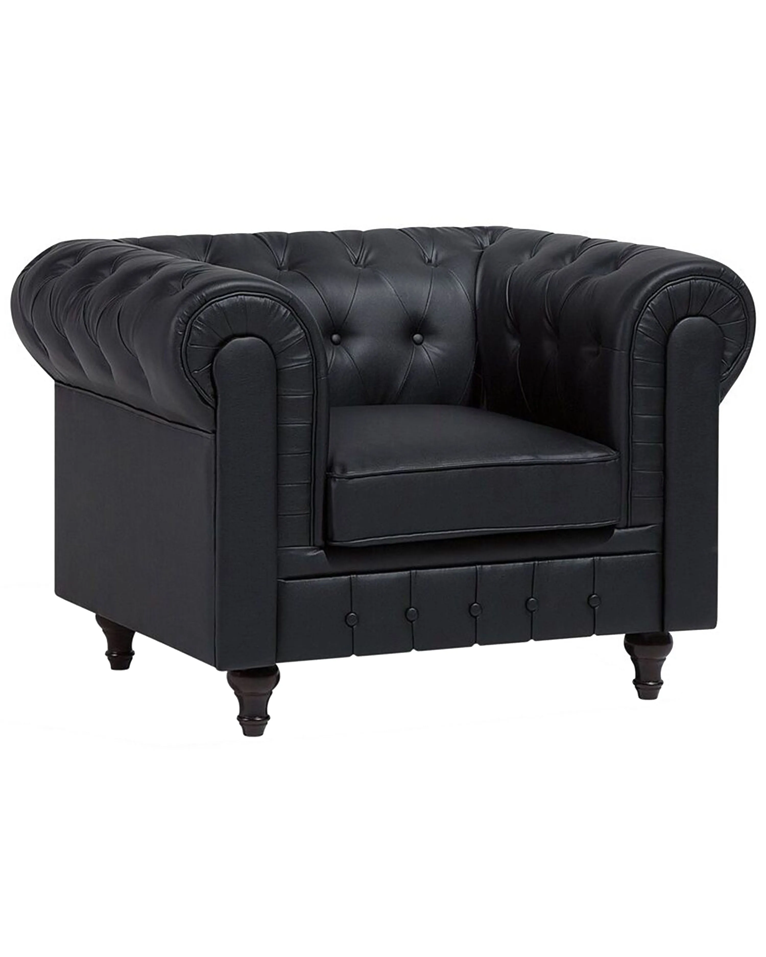 Armchair CHESTERFIELD Faux Leather Black