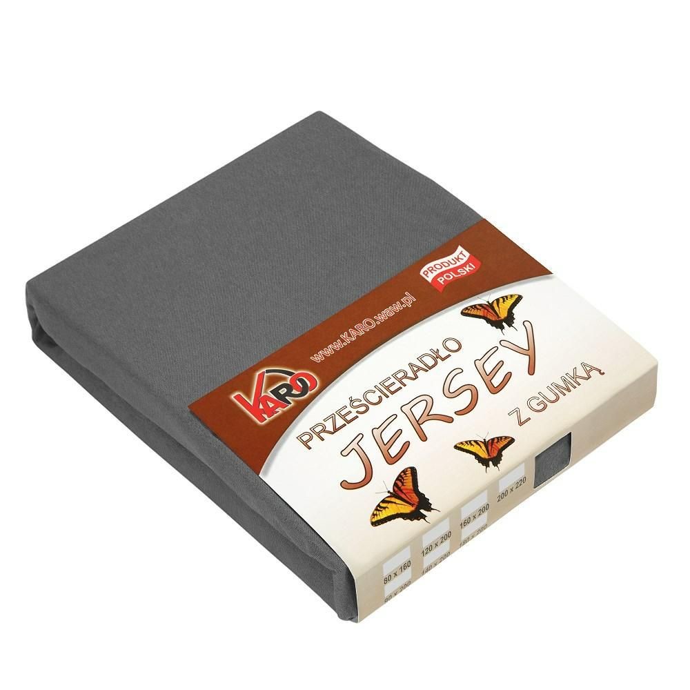 Prześcieradło jersey z gumką 90x200 antracytowe 150g/m2 KARO