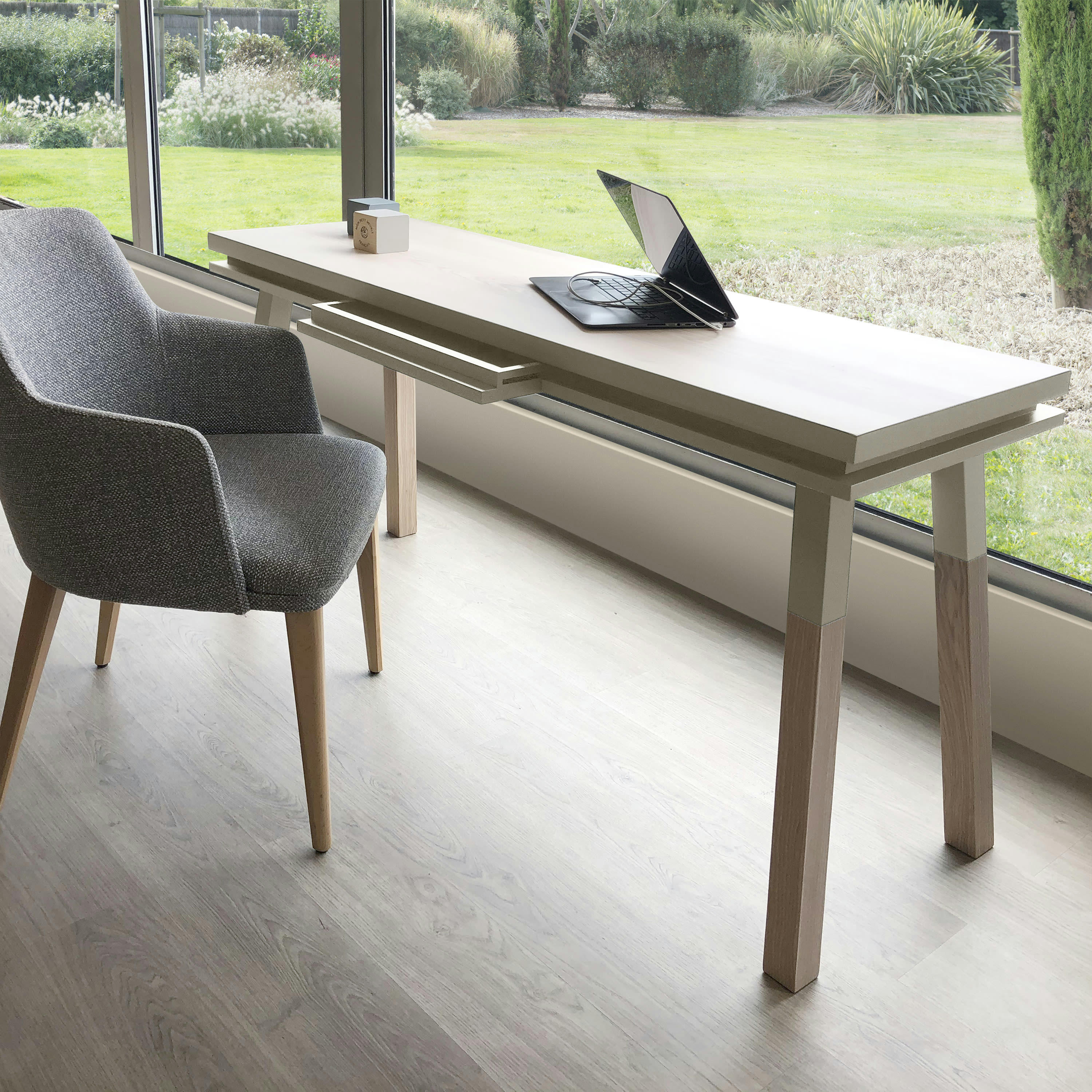 EGEE - Bureau Console rectangulaire 140 cm, 100% frêne massif