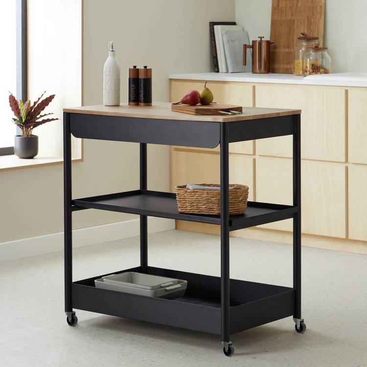 Habitat Kaylo Metal Kitchen Trolley - Black