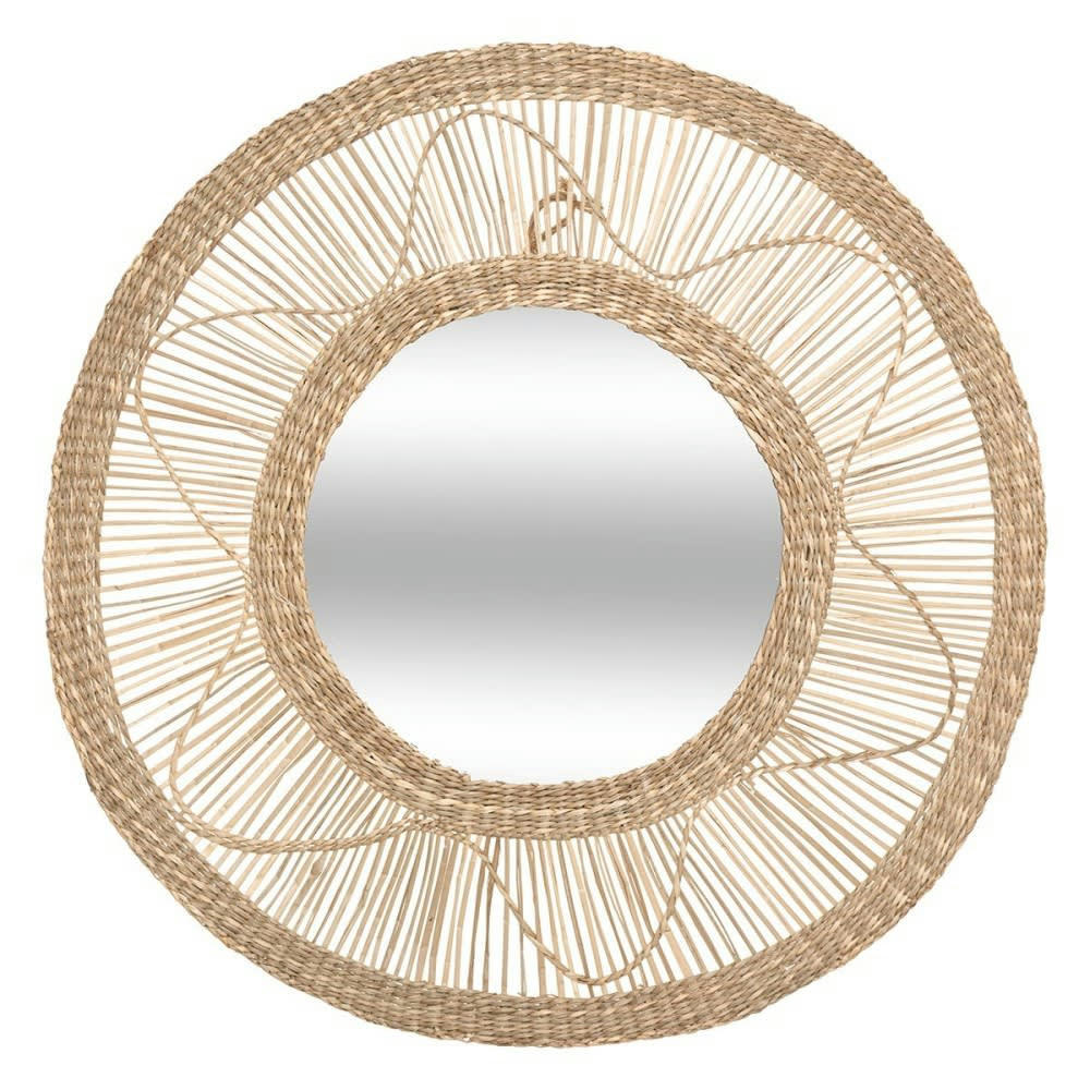 - Miroir rond seagrass fleur D58cm
