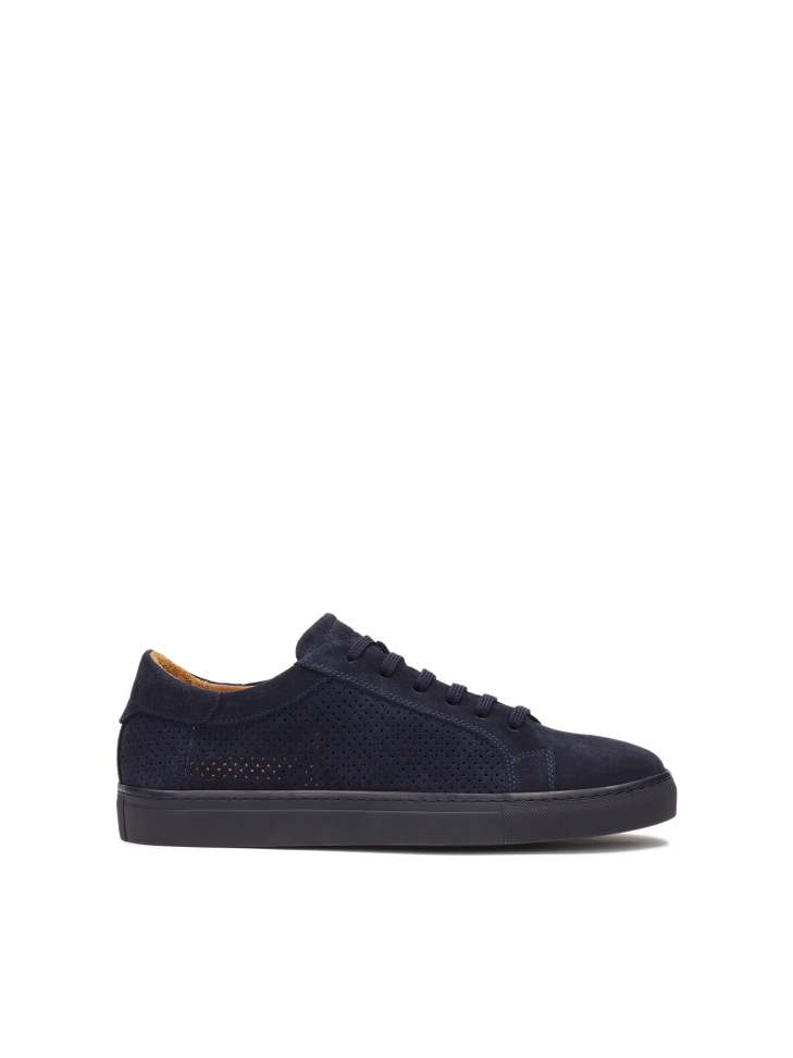 Navy blue sneakers with lace-up upper