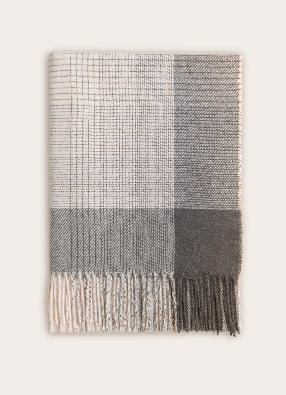 PLAID à CARREAUX FINITIONS FRANGÉES TRAIL GREGE