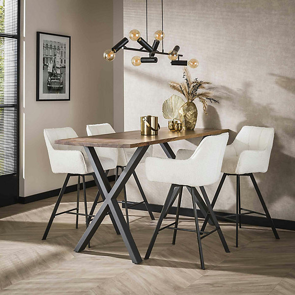 Chaise de bar confortable en bouclette blanche avec fonction pivotante (lot de 2) MELBOURNE