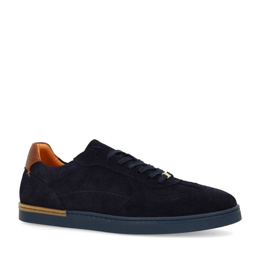 Manfield Donkerblauwe suède sneakers